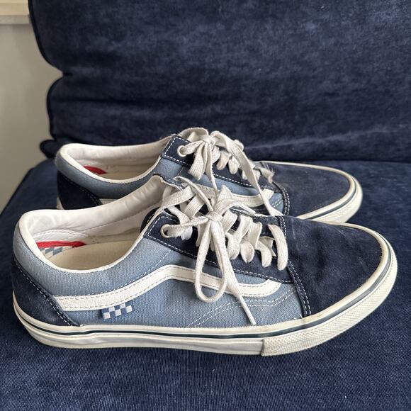 Vans Old Skool PopCush Navy White Men’s 10 US Skate Shoes Minimal Wear Blue - Picture 2 of 16